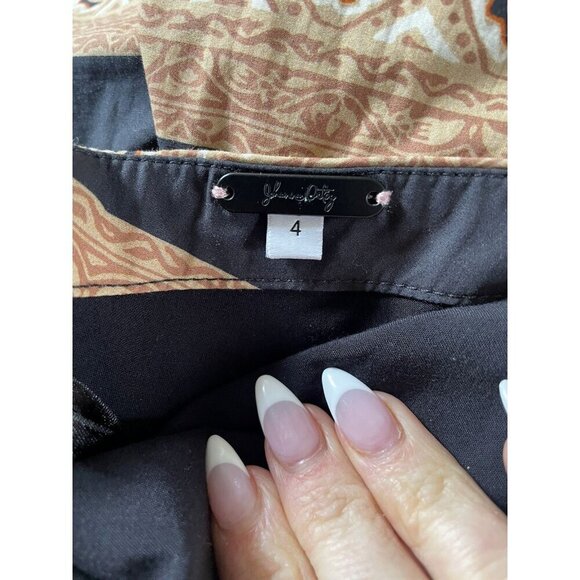 JOHANNA ORTIZ Black Symbolic Emblems Velvet Trimmed Printed Cotton Midi Dress 4 - Picture 10 of 16